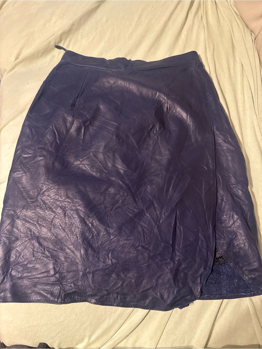 Leather Mini Skirt in Deep Purple